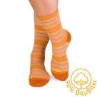 Κάλτσες από 98% βαμβάκι με ρίγες - κίτρινο