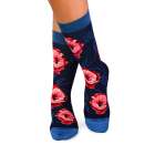 Κάλτσες μπαμπού με Παπαρούνες - σκούρο μπλε