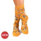 Șosete Fine din Bambus cu Flori și Păsări - Muștar