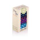 Cutie cu 3 perechi de șosete din Bambus cu Buline - Albastru închis, Mov, Turcoaz