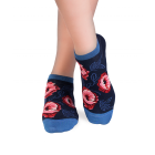 Къси Бамбукови чорапи с Макове - Тъмносин