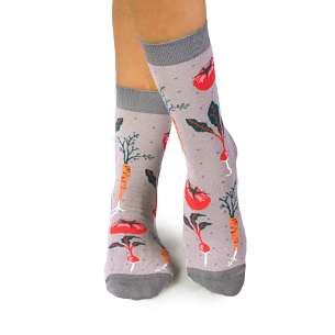 Фини Памучни чорапи със Зеленчуци - Светлосив