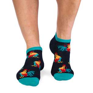 Κοντές βαμβακερές κάλτσες με κόκορες - σκούρο μπλε