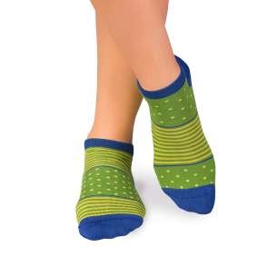 Къси Бамбукови чорапи на Рингели и Точки - Зелен