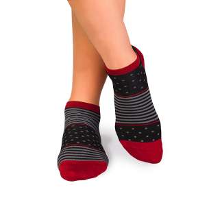 Къси Бамбукови чорапи на Рингели и Точки - Черен