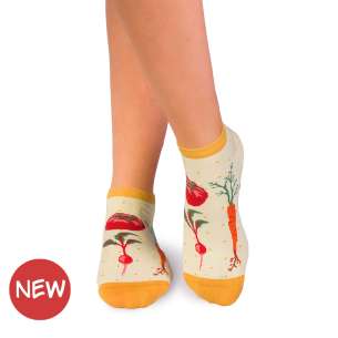 Къси чорапи от Фин Памук със Зеленчуци - Бледожълт