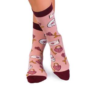 Памучни чорапи с Черепи и Рози - Розов