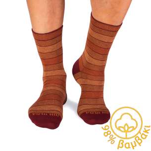 Κάλτσες από 98% βαμβάκι με ρίγες - πορτοκαλί