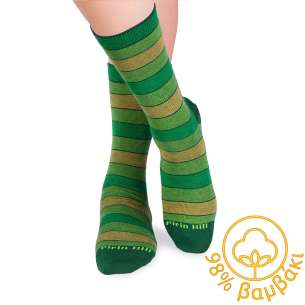 Κάλτσες από 98% βαμβάκι με ρίγες - πράσινο
