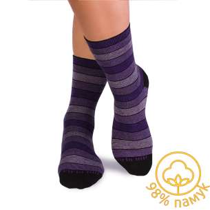 Чорапи с 98% Памук с Рингели - Лилав