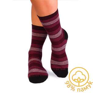 Чорапи с 98% Памук с Рингели - Бордо