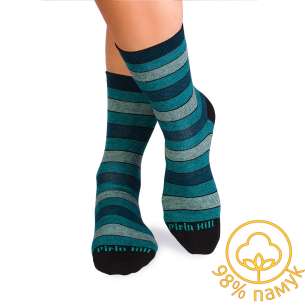 Чорапи с 98% Памук с Рингели - Тюркоаз