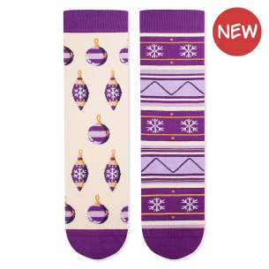 Arty socks met kerstballen paars