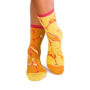 Бамбукови чорапи със Сърца и Вино - Жълт