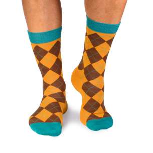 Бамбукови чорапи с Шотландско Каре - Жълт