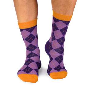 Бамбукови чорапи с Шотландско Каре - Лилав