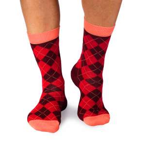 Бамбукови чорапи с Шотландско Каре - Бордо