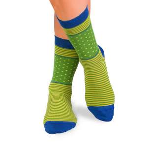 Фини Бамбукови чорапи на Рингели и Точки - Зелен