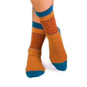Фини Бамбукови чорапи на Рингели и Точки - Кафяв