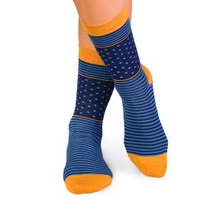Фини Бамбукови чорапи на Рингели и Точки - Тъмносин