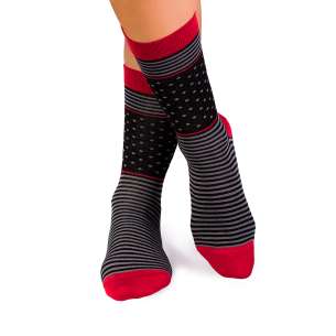 Фини Бамбукови чорапи на Рингели и Точки - Черен
