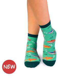 Фини Памучни чорапи над глезена с Риба - Мента