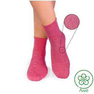 Κάλτσες αστραγάλου από λινό - ροζ
