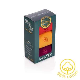Coffret de 3 paires de Chaussettes Coton pur Jaune Corail Fuchsia