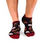 Къси Памучни чорапи с Черепи и Рози - Черен