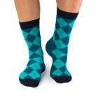 Памучни чорапи с Шотландско Каре - Петрол