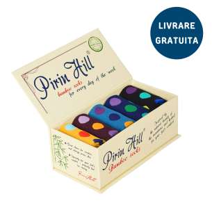 Cutie Lux cu 5 perechi de șosete din Bambus cu Buline