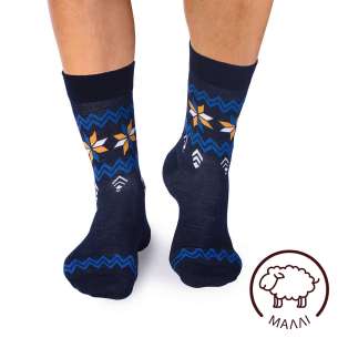 Μάλλινες κάλτσες με ΧΙΟΝΟΝΙΦΑΔΕΣ - σκούρο μπλε