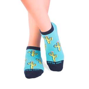 Къси Памучни чорапи с Кактуси - Тюркоаз