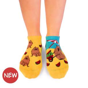 Arty socks sneakersokken met George de capibara op het strand