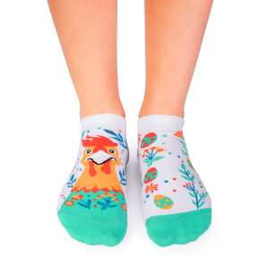 Arty Socks къси чорапи с Великденска Кокошка - Бял