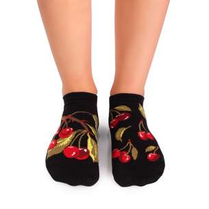 Κοντές κάλτσες Arty Socks με Κεράσια - Μαύρο