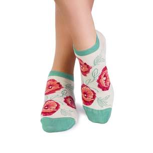 Șosete scurte din Bambus cu Maci - Bej