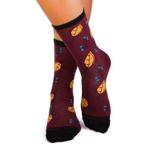 Chaussettes Coton Feuilles Bordeaux