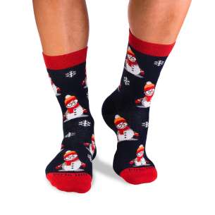 Chaussettes Coton Noël Bonhomme de neige Bleu foncé