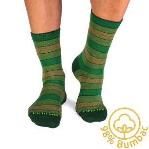 Șosete cu 98% Bumbac cu Dungi - Verde