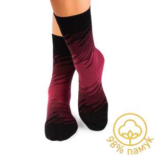 Чорапи с 98% Памук Щрихи - Бордо