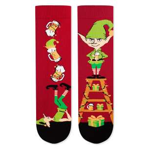 Șosete de Crăciun Arty Socks Spiriduș Vesel - Bordo deschis