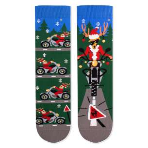 Șosete de Crăciun Arty Socks Cerb Motociclist - Verde închis