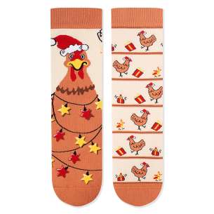 Șosete de Crăciun Arty Socks cu Găină - Ecru