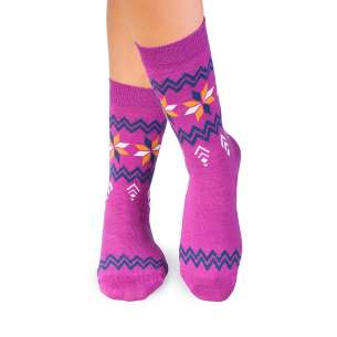 Șosete din Lână cu Fulgi de Zapadă - Fuchsia