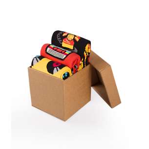 Coffret de 3 paires de Chaussettes Coton Rétro Vinyle Cassette Téléphone