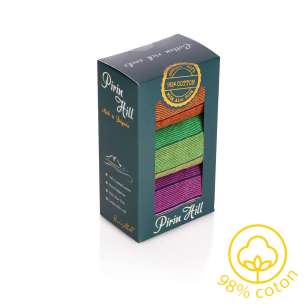Coffret de 3 paires de Chaussettes Coton pur Rayures Orange Vert Rose