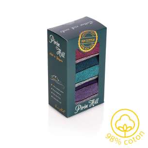 Coffret de 3 paires de Chaussettes Coton pur Rayures Violet Bordeaux Turquoise