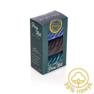 Кутия с 3 чифта чорапи с 98% Памук Щрихи - Петрол, Антрацит, Син