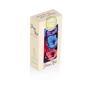 Cutie cu 3 perechi de șosete Fine din Bambus cu Maci - Roșu, Albastru, Albastru închis